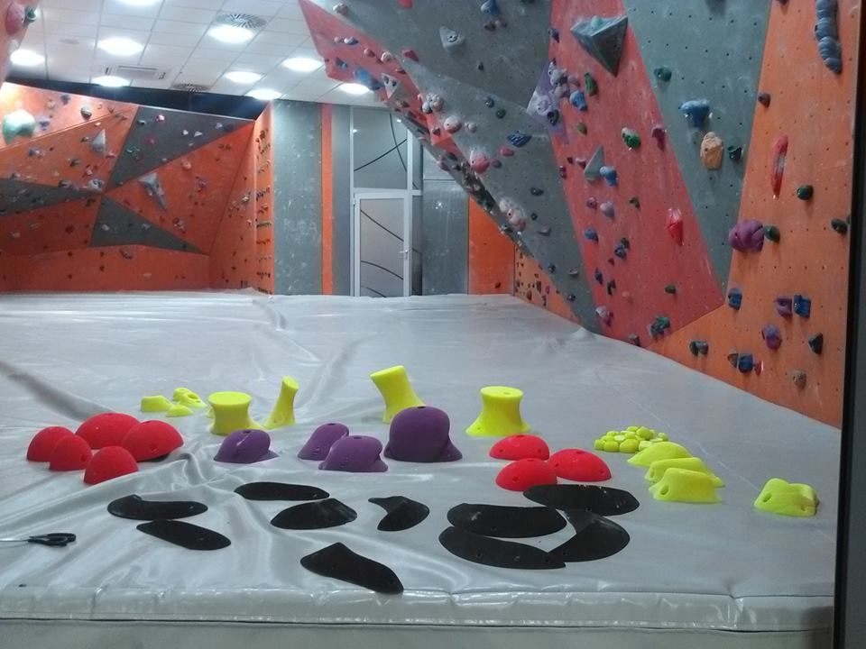 Fresh climbing wall holds just unpacked